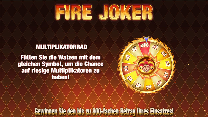 Fire Joker Spielautomat - 800fachen Einsatz Gewinnen