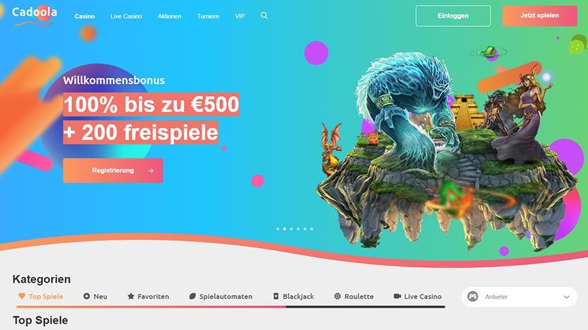 500€ einzahlen und mit 1.000€ im Cadoola Casino spielen!