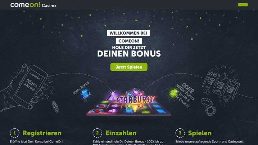 comeon! > 100% Bonus für neue Spieler