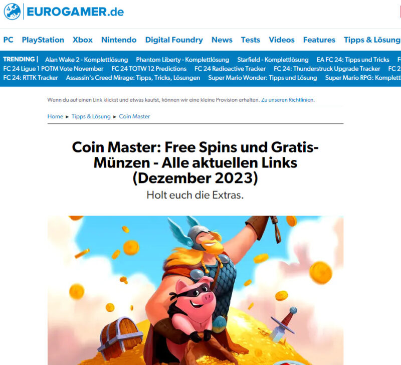 EuroGamer.de Free Spins Liste