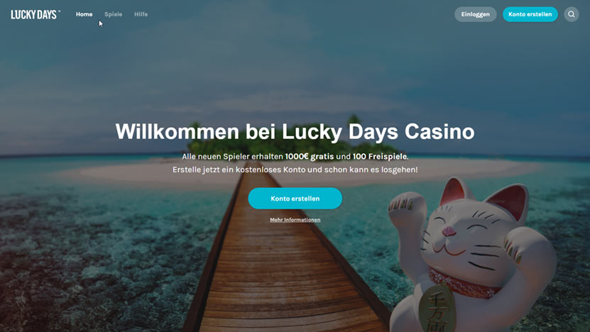Lucky Days > 100% Bonus bis 1000 Euro + 100 Freispiele