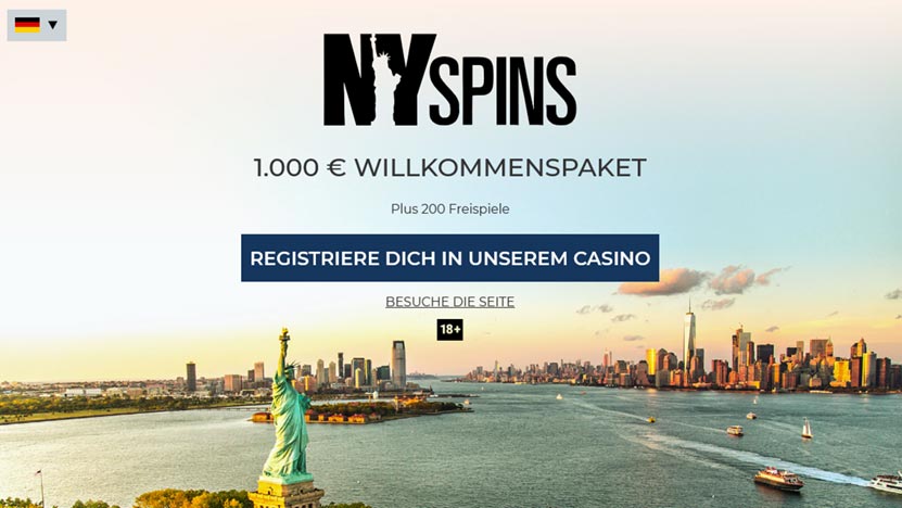 NY Spins > 100 Euro Echtgeld Bonus & 200 Freispiele
