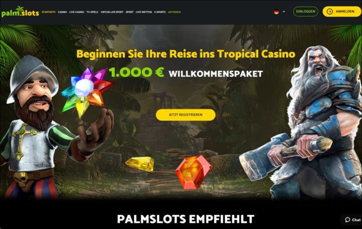 Palmslots Casino - Bis 1000 Euro im Willkommenspaket