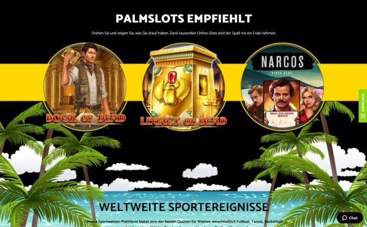 Palmslots Casino – Bis 1000 Euro im Willkommenspaket