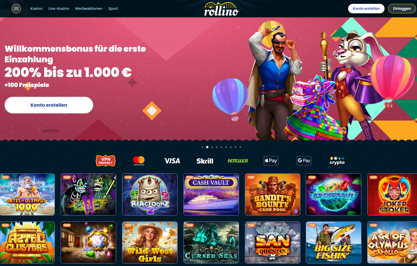 Rollino – Hol dir 200% Bonus bis 1000 Euro