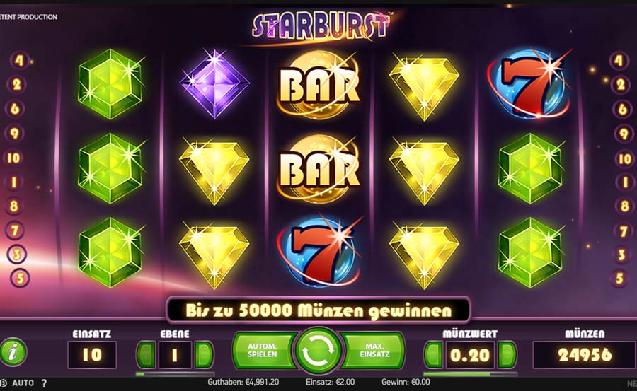 Starburst Spielautomat – Wild, beide Richtungen gewinnen
