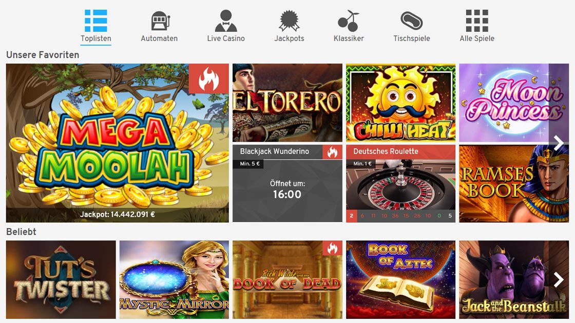 Muss eine Liste von wunderino casino -Netzwerken haben